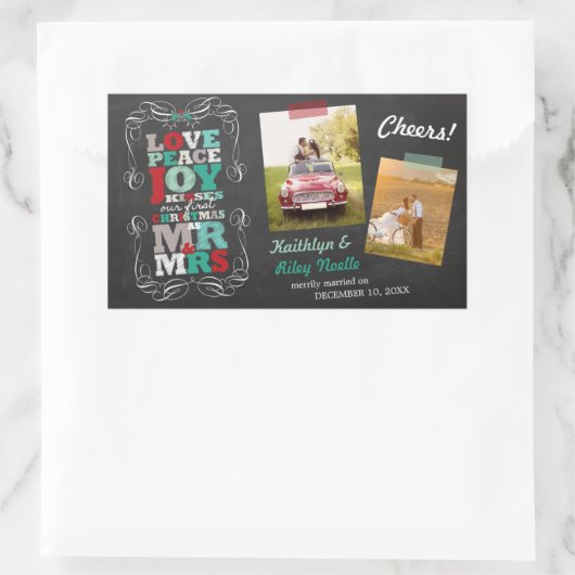 黒板ミスタントーヴィンテージ初めてのクリスマス写真 長方形シール (バッグ)