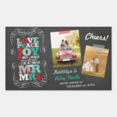 黒板ミスタントーヴィンテージ初めてのクリスマス写真 長方形シール (正面)