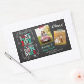 黒板ミスタントーヴィンテージ初めてのクリスマス写真 長方形シール (封筒)