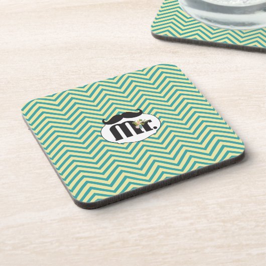 黒板ミスター・イエローとグリーン・ジグザグシェブロン コースター (左側)