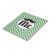 黒板ミスター・イエローとグリーン・ジグザグシェブロン タイル (側面)