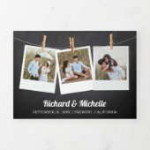 黒板ミントフローラメイソン·ジャー·レ結婚ースズ 三つ折り招待状 (カバー)