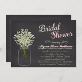 黒板メイスンジャベビーズブレス招待状ピンク 招待状 (正面/裏面)