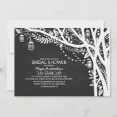 黒板メイスンジャースの木のライトブライダルシャワー 招待状 (正面)