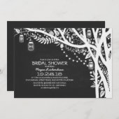 黒板メイスンジャースの木のライトブライダルシャワー 招待状 (正面/裏面)