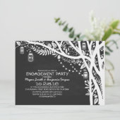 黒板メイスンジャースの木のライト婚約パーティ 招待状 (スタンド正面)