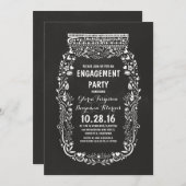 黒板メイスンジャー素朴な婚約パーティ 招待状 (正面/裏面)