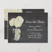 黒板メイスン・ジャーとアジサイが日付を保存 案内ポストカード (正面/裏面)