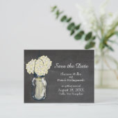 黒板メイスン・ジャーとアジサイが日付を保存 案内ポストカード (スタンド正面)