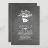 黒板メイソンジャール素朴結婚式の招待 招待状 (正面/裏面)