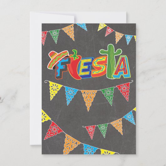 黒板メキシカンフェスタカップル赤ちゃんシャワー 招待状 (裏面)