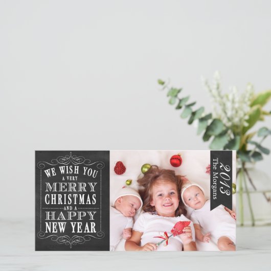 黒板メリークリスマスハッピーニューイヤーカード シーズンカード (スタンド正面)