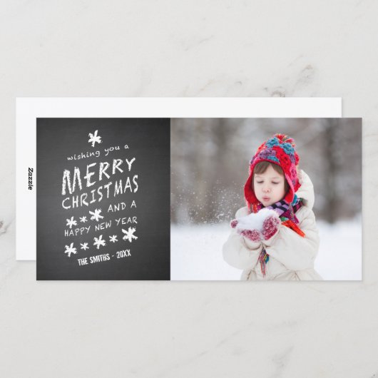 黒板メリークリスマス | 休日のフォトカード シーズンカード (正面/裏面)