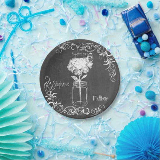 黒板メーソンジャー庭園の結婚式紙プレート ペーパープレート (パーティー)