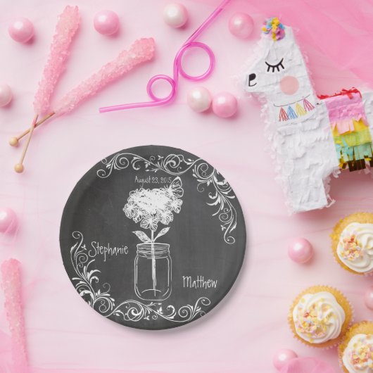 黒板メーソンジャー庭園の結婚式紙プレート ペーパープレート (パーティー)