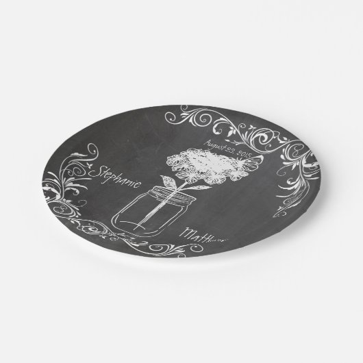 黒板メーソンジャー庭園の結婚式紙プレート ペーパープレート (アングル)