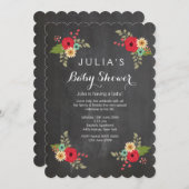 黒板モダンフローラベビーシャワー招待状 招待状 (正面/裏面)
