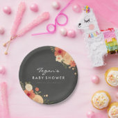 黒板モダンフローラベビーシャワー紙プレート ペーパープレート (パーティー)
