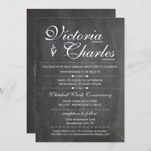 黒板モダンヴィンテージタイポグラフィ招待状 招待状 (正面/裏面)