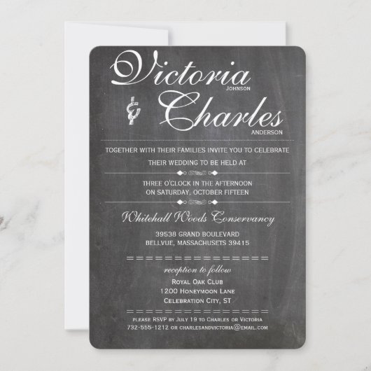 黒板モダンヴィンテージタイポグラフィ招待状 招待状 (正面)