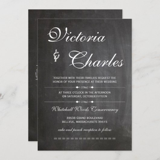 黒板モダンヴィンテージタイポグラフィ招待状 招待状 (正面/裏面)