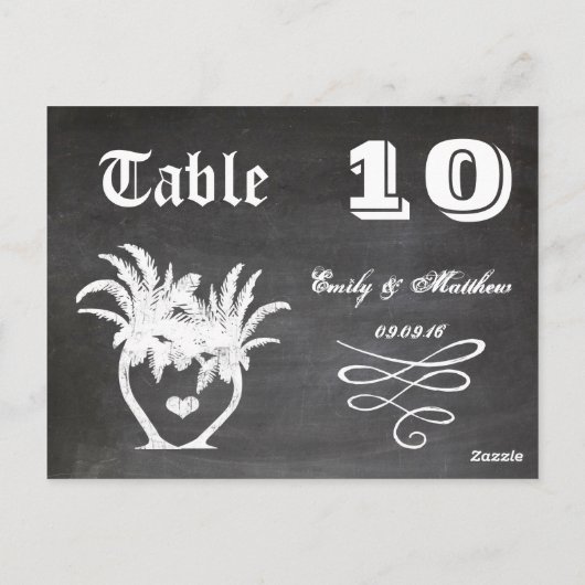 黒板モダンヴィンテージタイポグラフィ表番号 ポストカード (裏面)