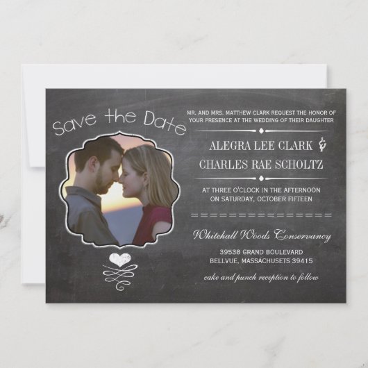 黒板モダンヴィンテージビクトリアンタイポグラフィ 招待状 (正面)