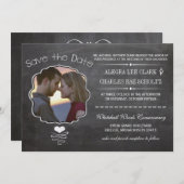 黒板モダンヴィンテージビクトリアンタイポグラフィ 招待状 (正面/裏面)