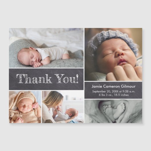 黒板モダン写真ベビーシャワーありがとう (正面)