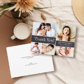 黒板モダン写真ベビーシャワーありがとう サンキューカード