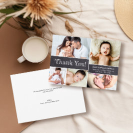 黒板モダン写真ベビーシャワーありがとう サンキューカード