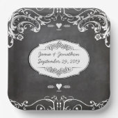 黒板モダン結婚ビクトリアンヴィンテージ ペーパープレート (正面)