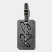 黒板モノグラムの平モダン野 ラゲッジタグ (正面縦)