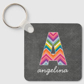 黒板モノグラム文字Aと明るい山形シボロン キーホルダー (正面)