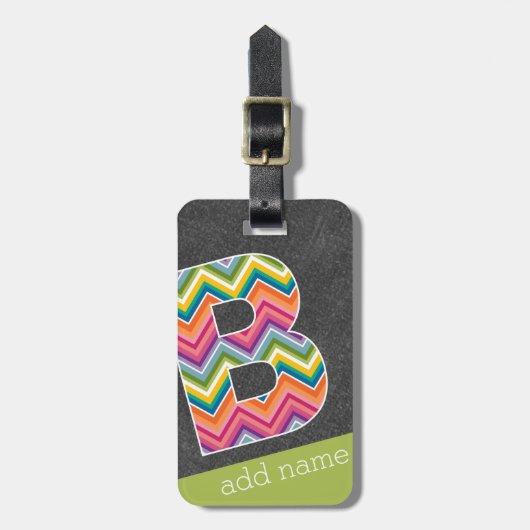 黒板モノグラム文字Bと明るい山形 ラゲッジタグ (正面縦)