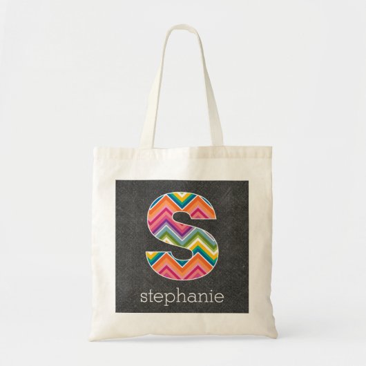 黒板モノグラム文字Sと明るい山形 トートバッグ (正面)