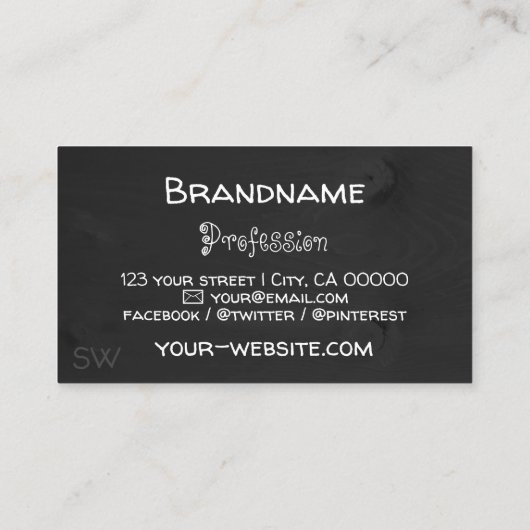 黒板モノグラム素朴樹樹皮 名刺 (裏面)