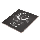 黒板モノグラム結婚の日付 タイル (側面)