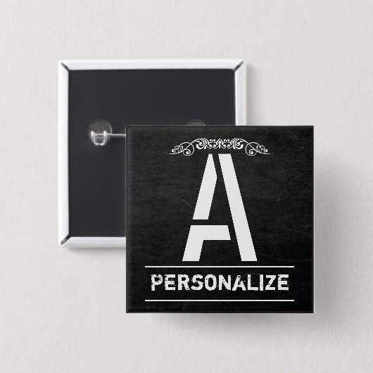 黒板モノグラム 缶バッジ (正面&裏面)