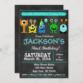 黒板モンスターサード誕生日招待状 招待状 (正面/裏面)