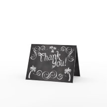 黒板ヤシの木ビーチウェディング感謝カード