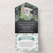 黒板ユーカリプトゥスコアラベビーベイビーシャワー オールインワン招待状 (内側)