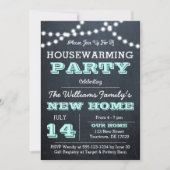 黒板ライトアクア新築祝い招待状 招待状 (正面)