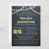 黒板ライトズ金ゴールドファーストコミューン招待状 招待状 (正面)