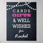 黒板ライトダークピンクギフトテーブルサイン ポスター (正面)