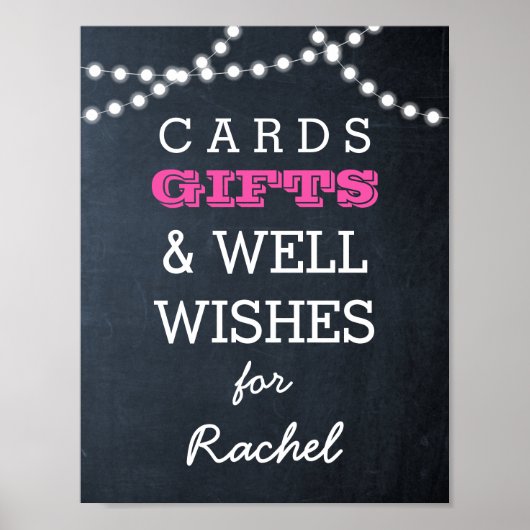 黒板ライトダークピンクギフトテーブルサイン ポスター (正面)