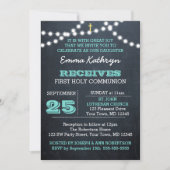 黒板ライトティール(緑がかった色)ファーストコミューン招待状 招待状 (正面)