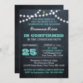 黒板ライトティール(緑がかった色)確認招待状 招待状 (正面/裏面)