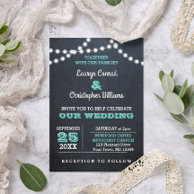 黒板ライトティール（緑がかった色）結婚式招待状