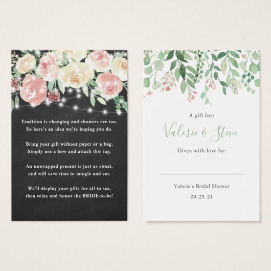 黒板ライトノーラップシャワー表示ギフトラベル (正面&裏面)